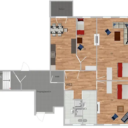 Appartement Elisabett - Lisa - 3 Schlafzimmer Und 2 Baeder, Bis 5 Personen Erfurt